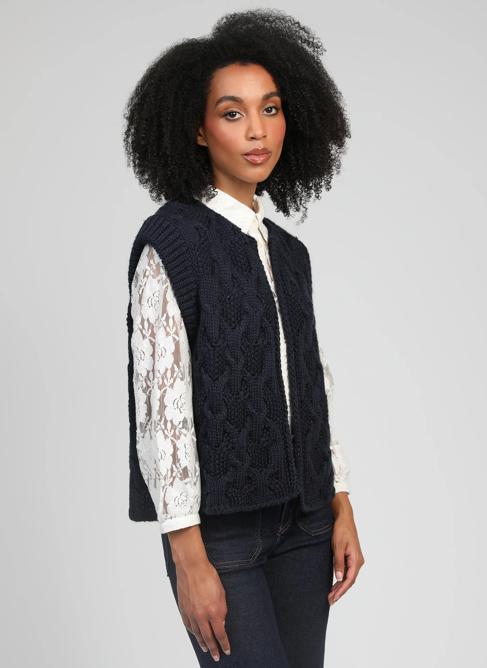 CARDIGAN SANS MANCHE LAJOY marine - Image 3