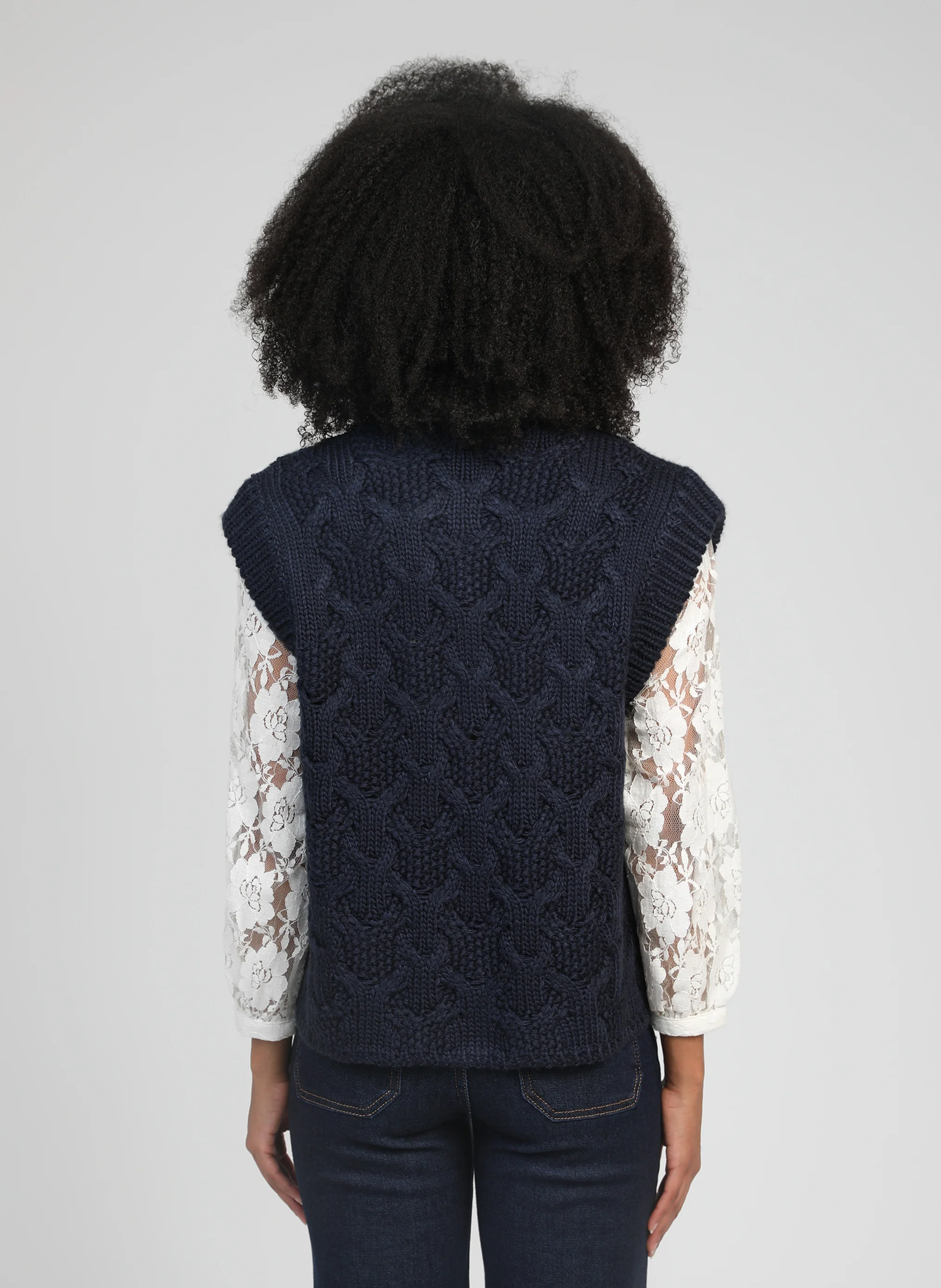 CARDIGAN SANS MANCHE LAJOY marine - Image 4