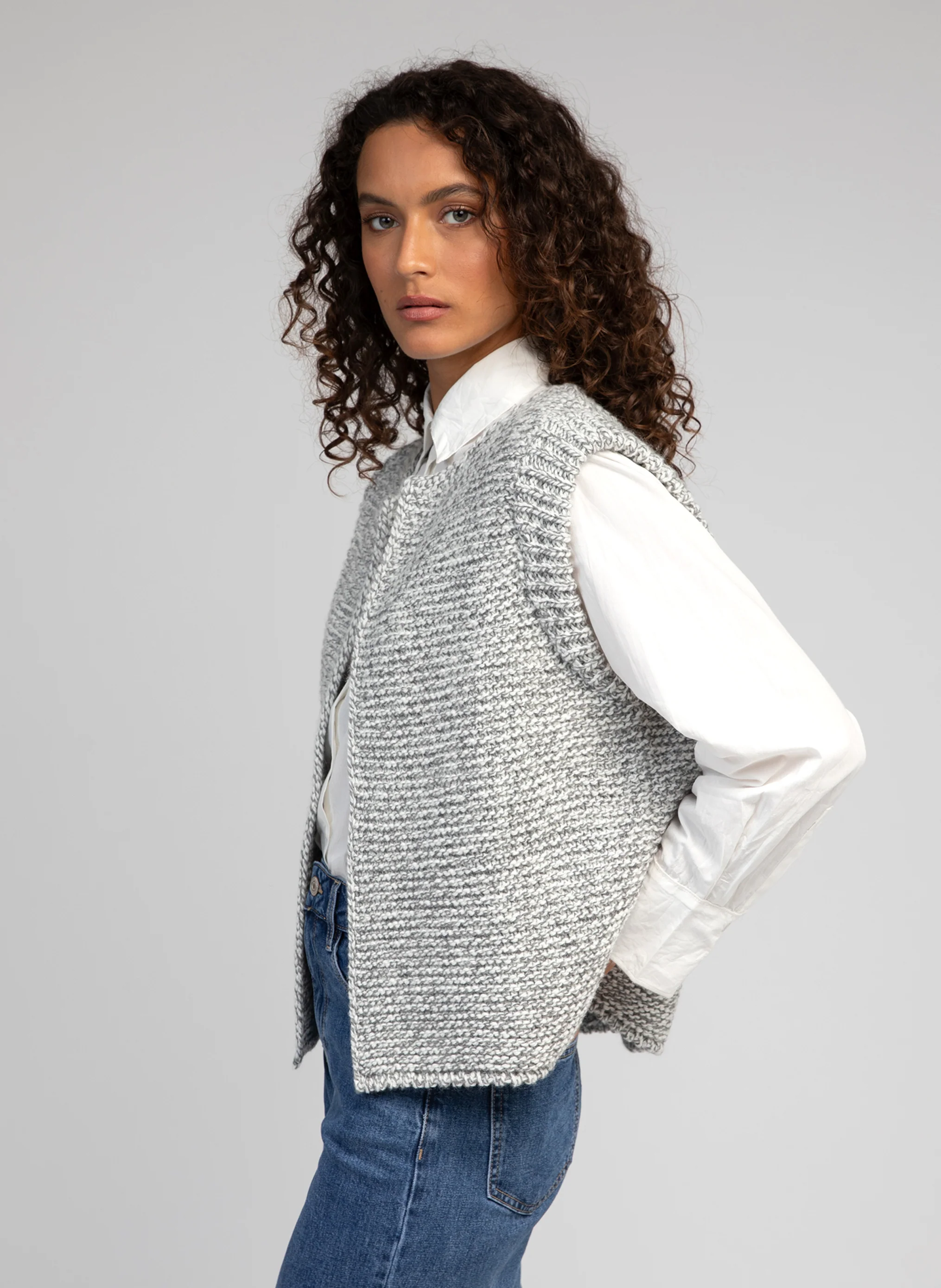 CARDIGAN SANS MANCHE LEGRINGOU CH gris - Image 3