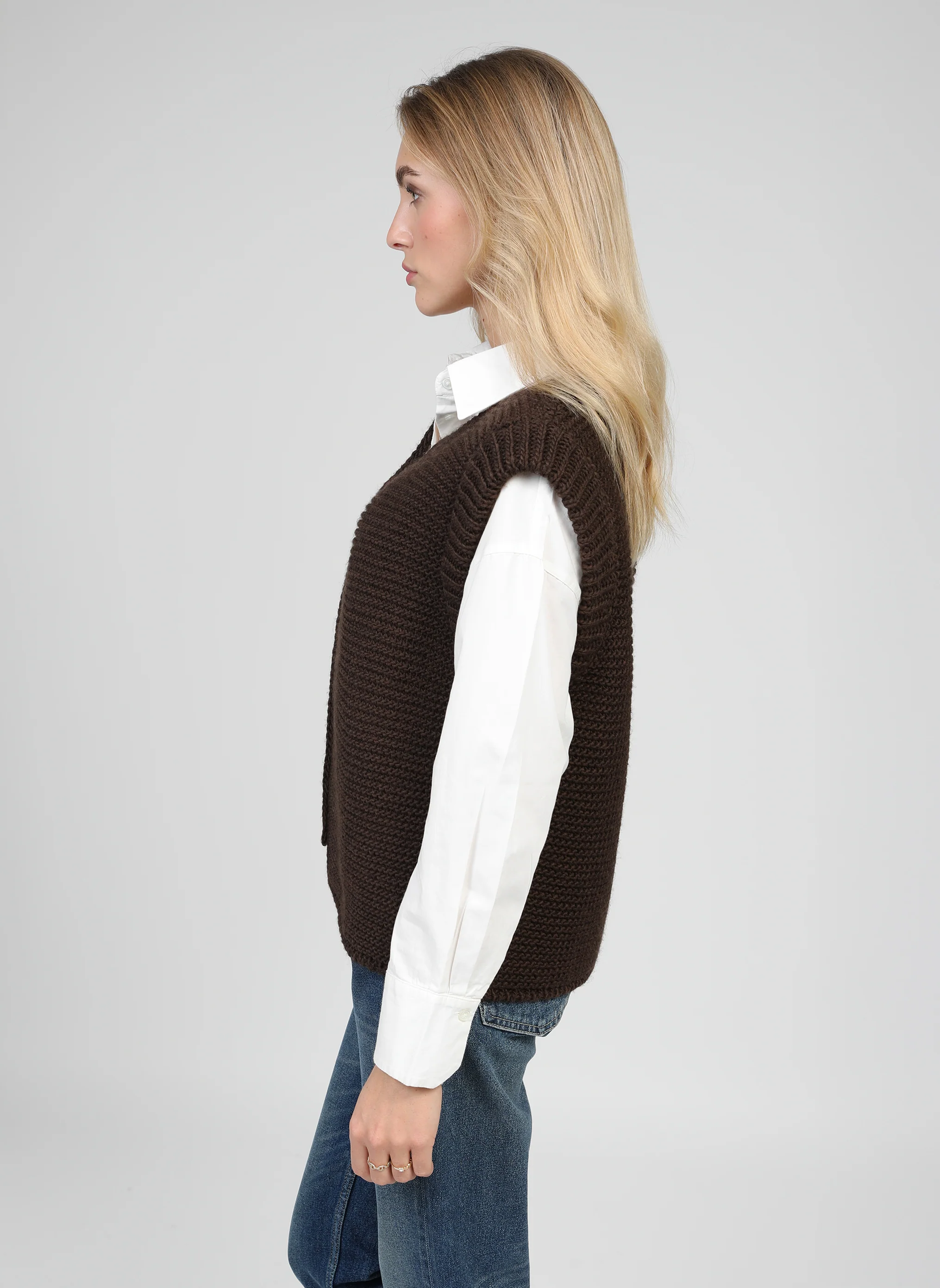 CARDIGAN SANS MANCHE LEGRINGOU chocolat - Image 3