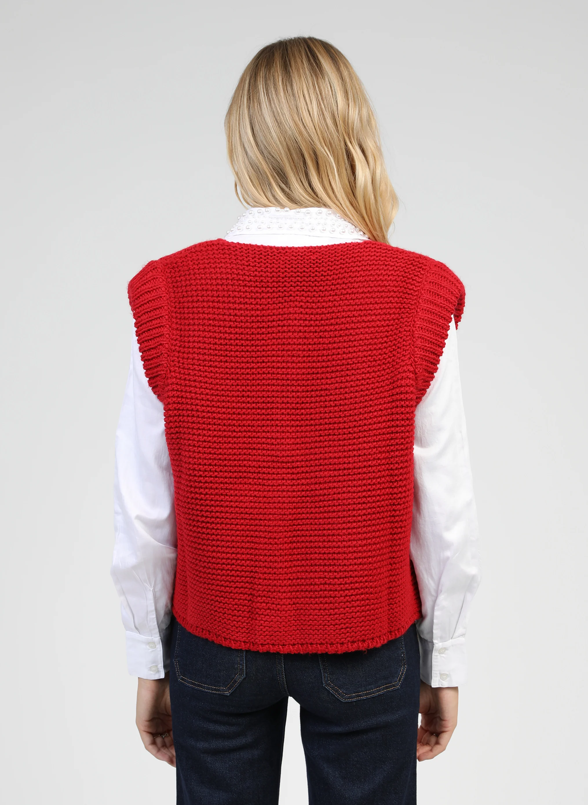 CARDIGAN SANS MANCHE LEGRINGOU rouge - Image 4