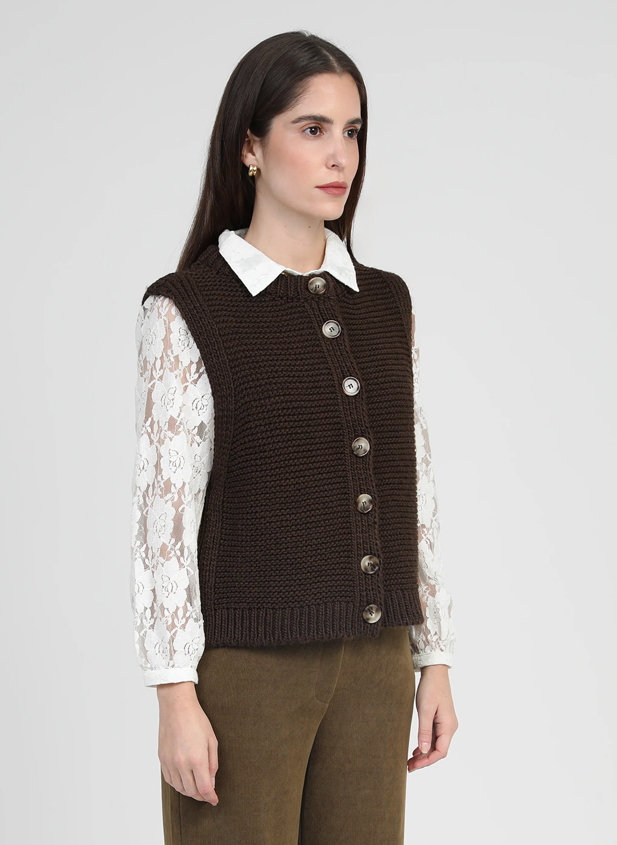 CARDIGAN SANS MANCHE LEJICKY chocolat - Image 3
