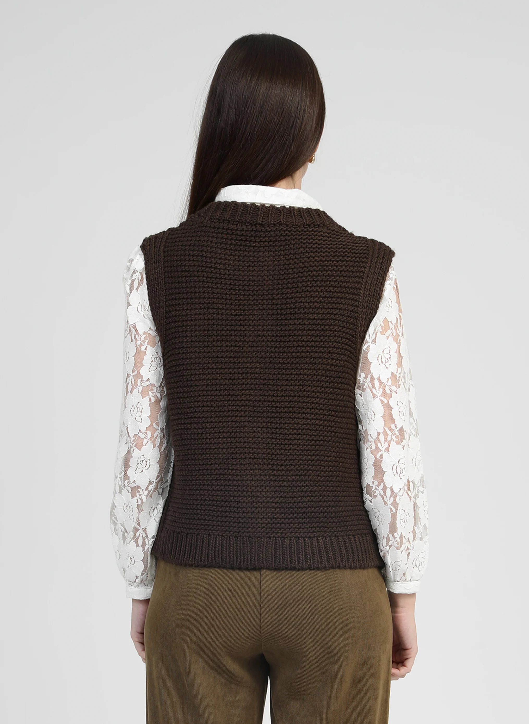 CARDIGAN SANS MANCHE LEJICKY chocolat - Image 4