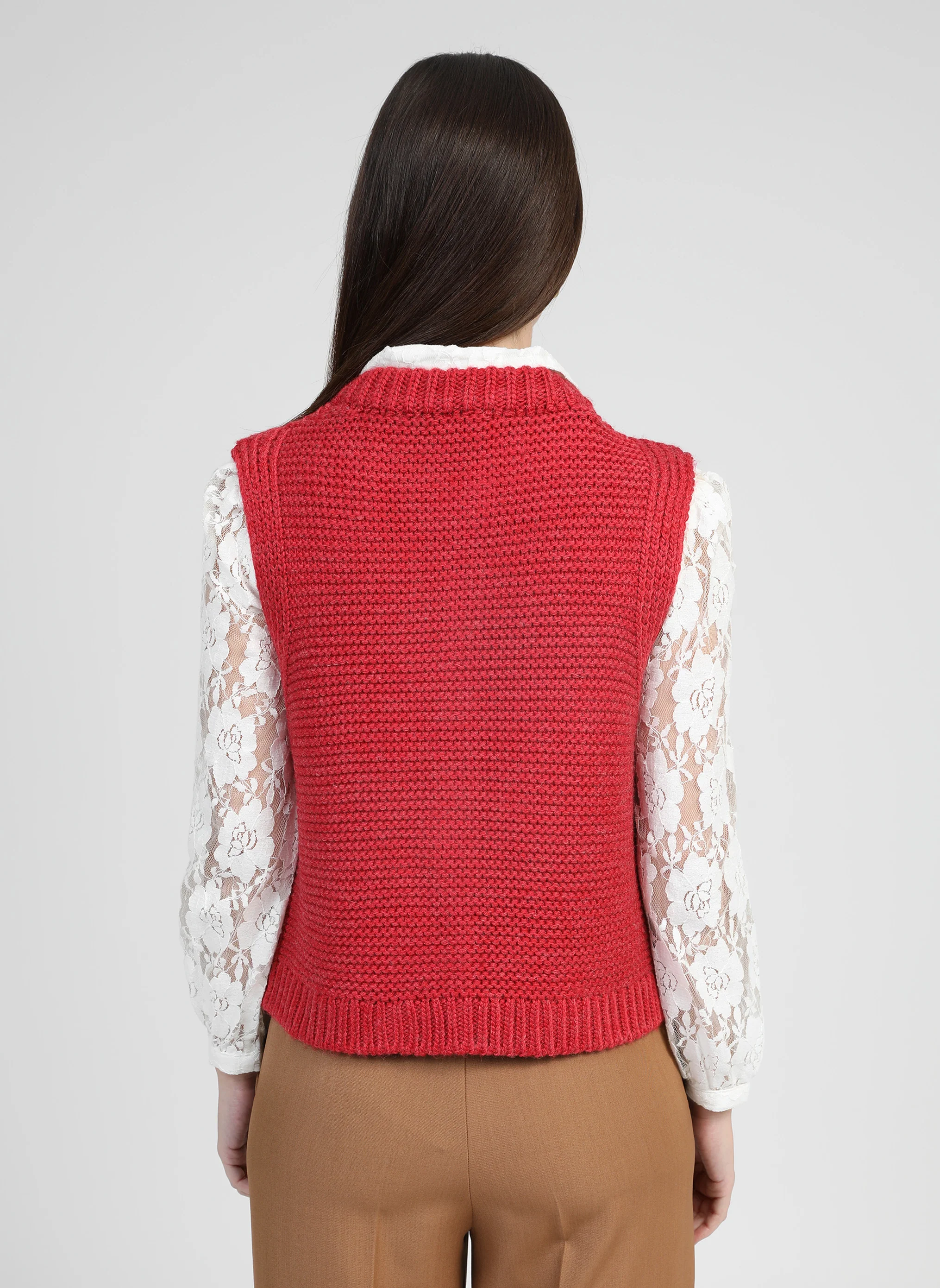CARDIGAN SANS MANCHE LEJICKY rouge - Image 4
