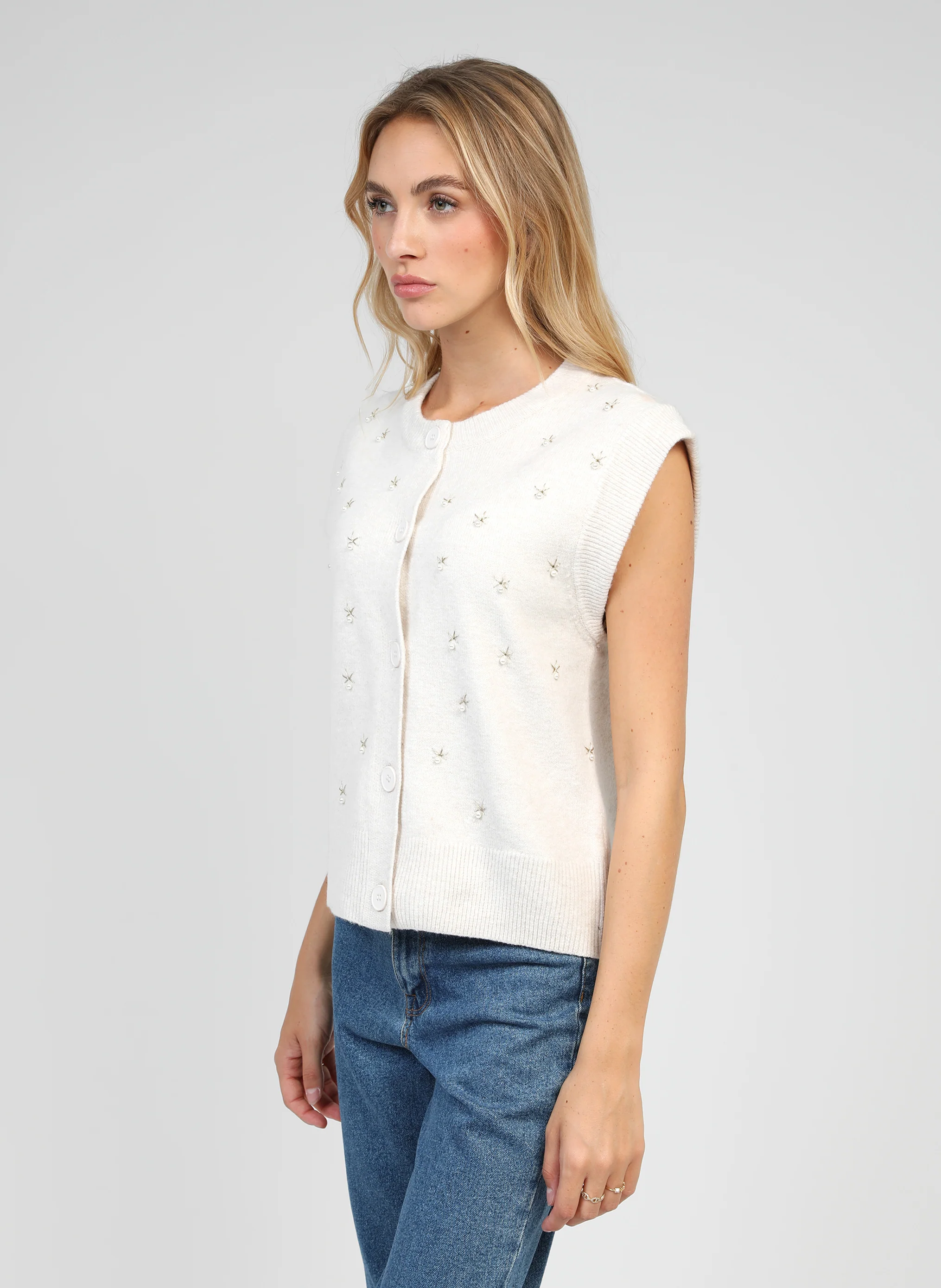 CARDIGAN SANS MANCHE NOLWEN ecru - Image 3