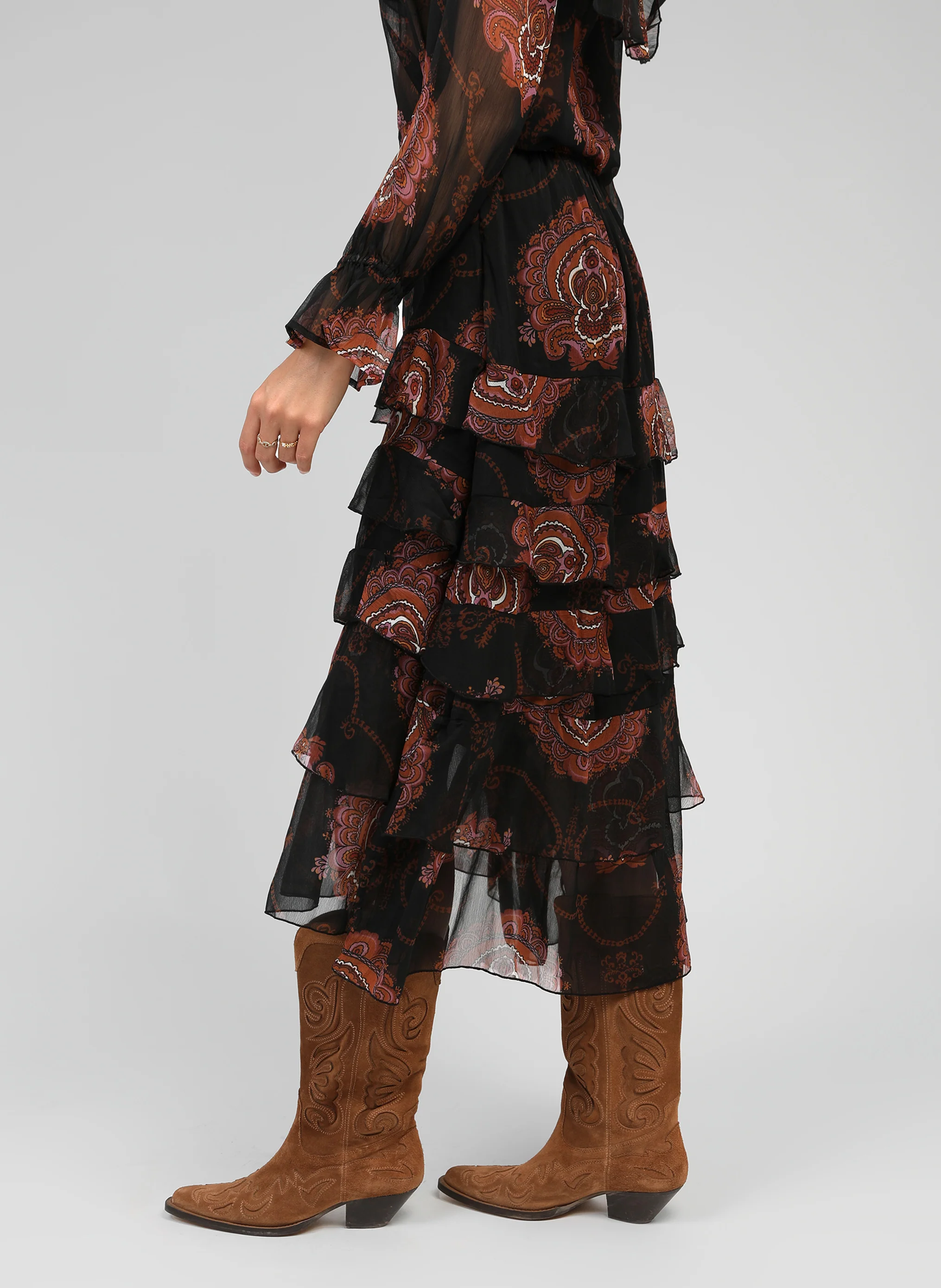 JUPE LONGUE RASHELY bohemia noir - Image 3