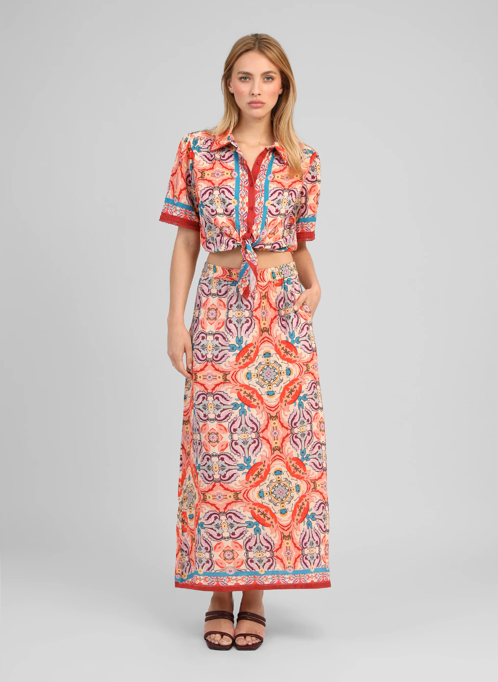 JUPE LONGUE RITHANA folka corail