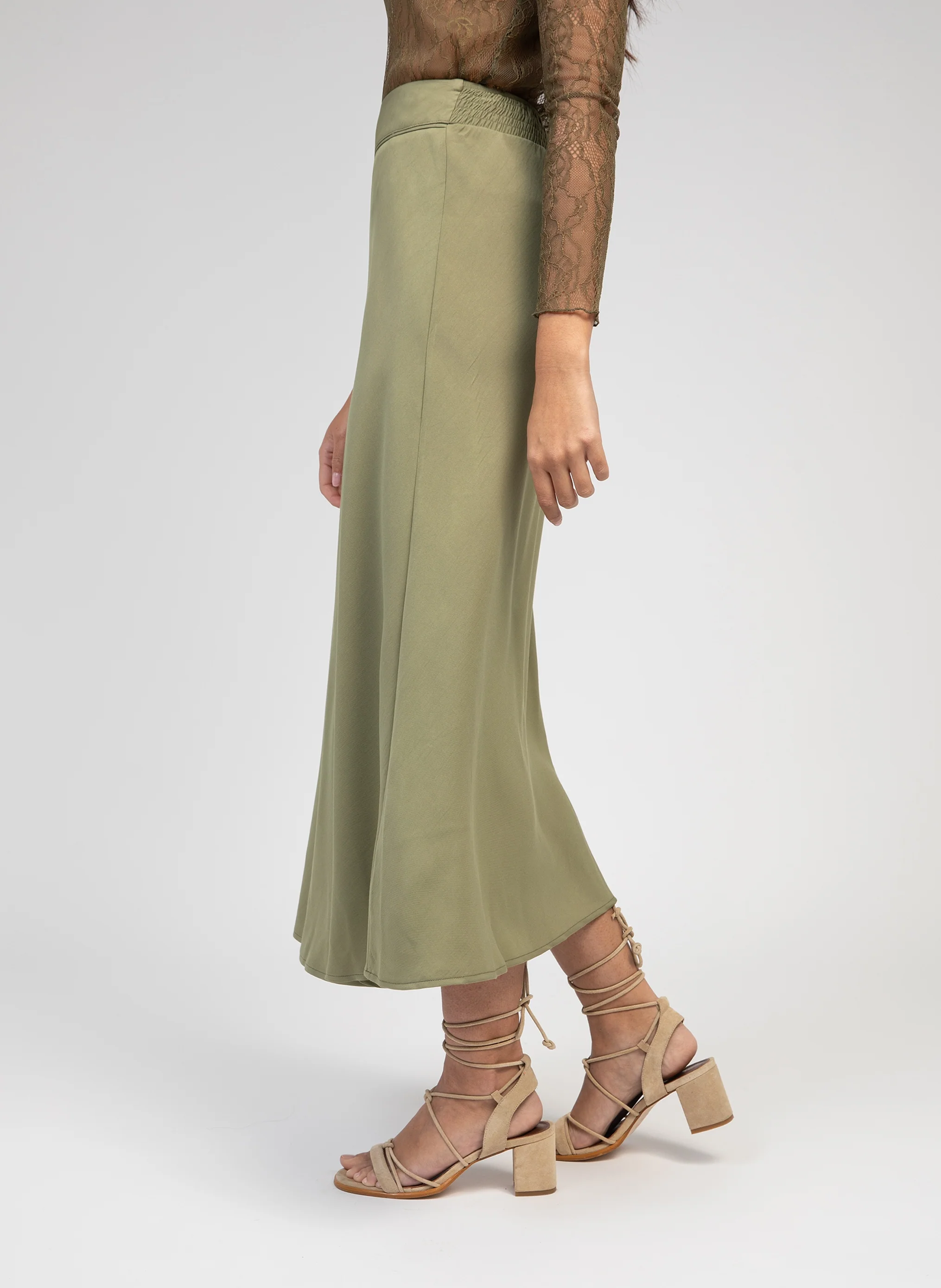 JUPE MIDI GALVY militaire - Image 4