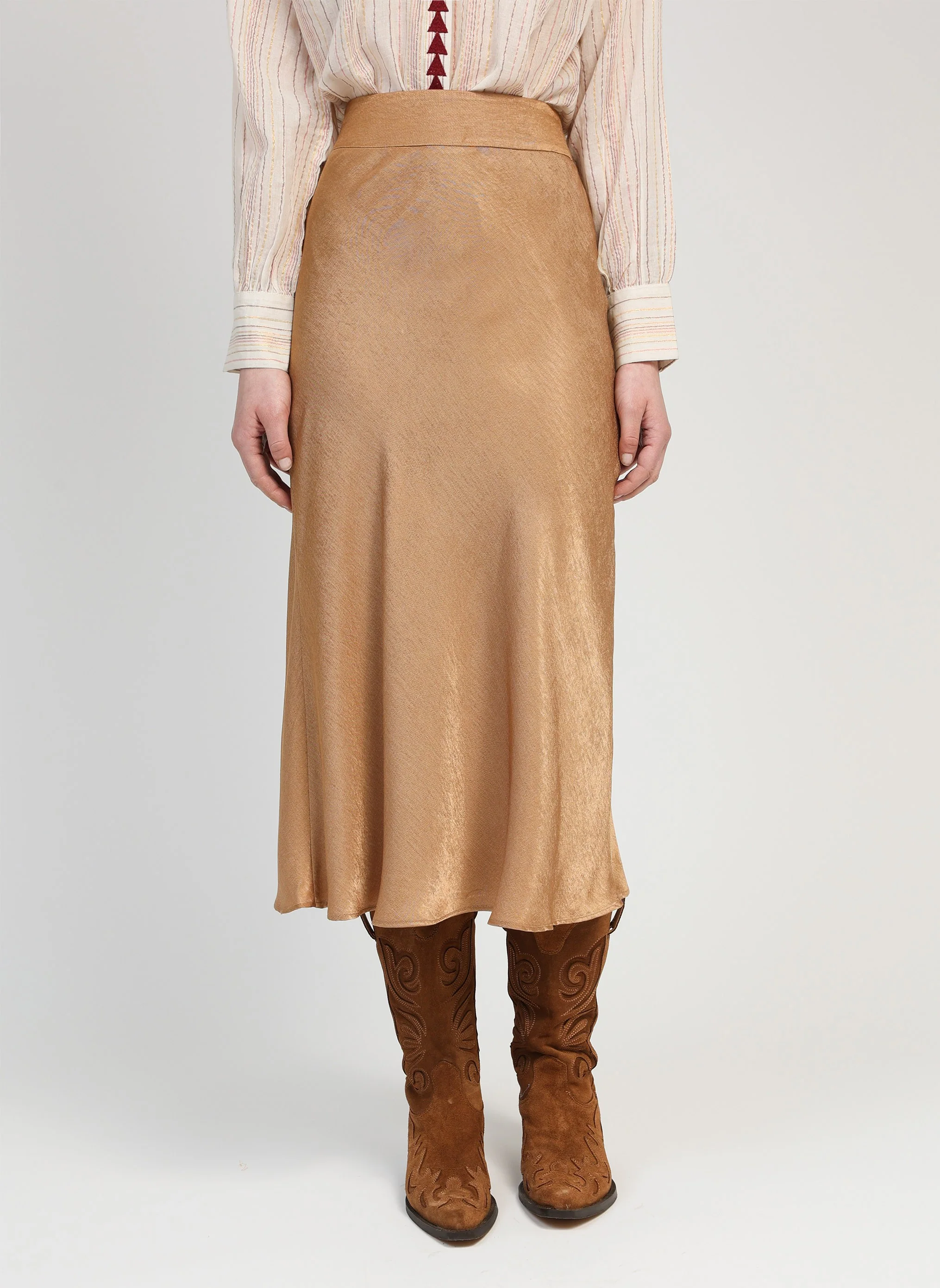 JUPE MIDI GANDIA camel - Image 3