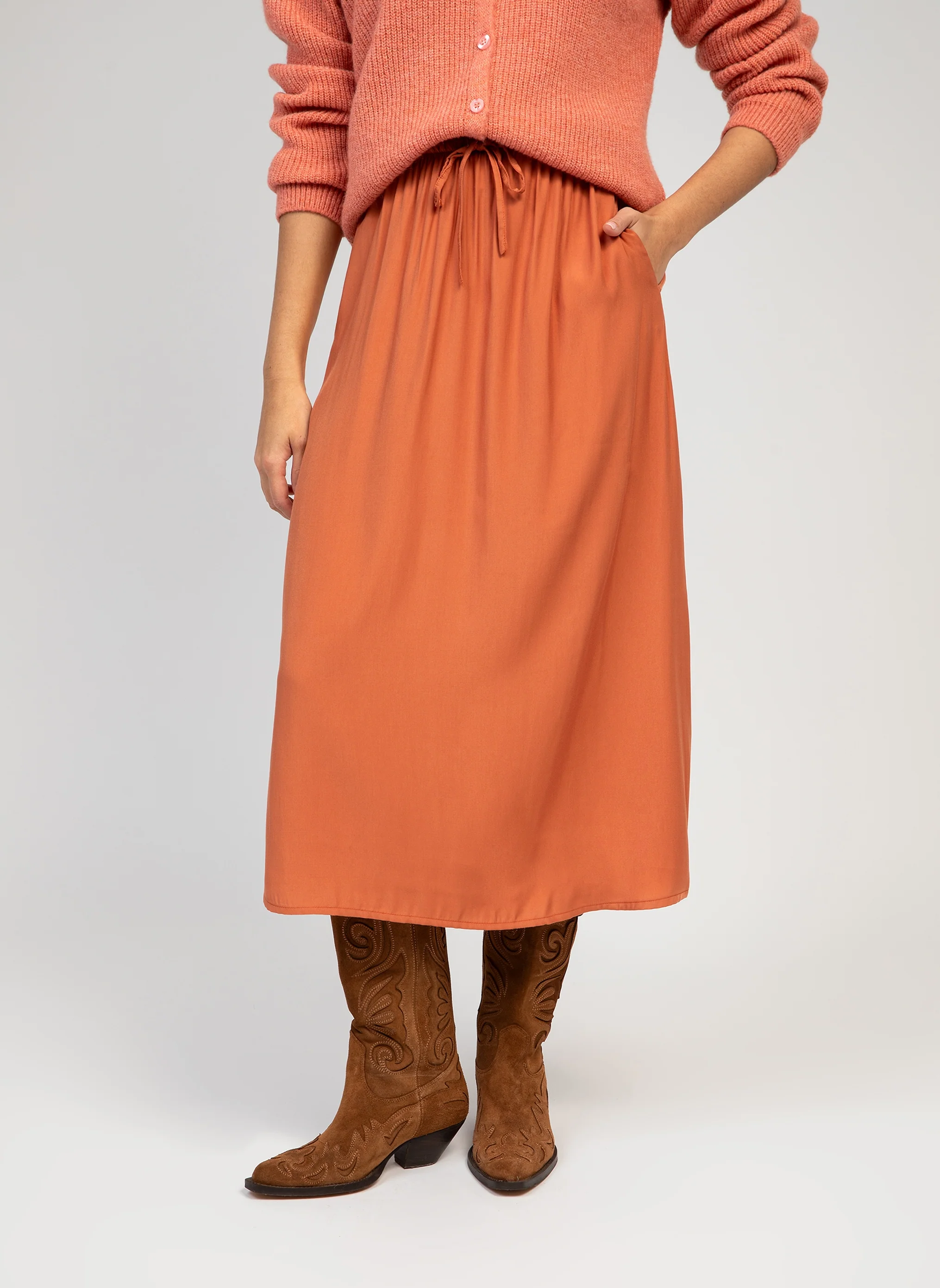 JUPE MIDI GANELIA terracotta - Image 3