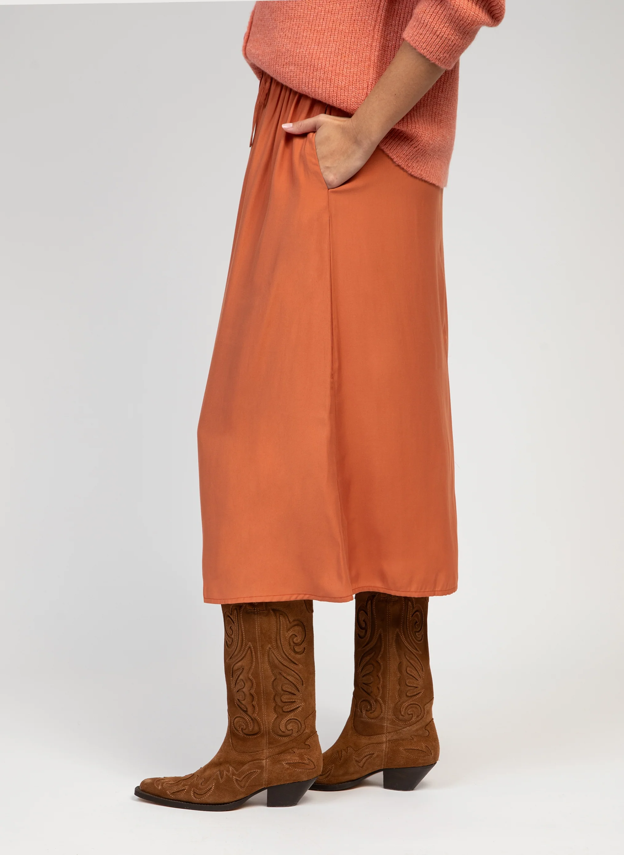 JUPE MIDI GANELIA terracotta - Image 4