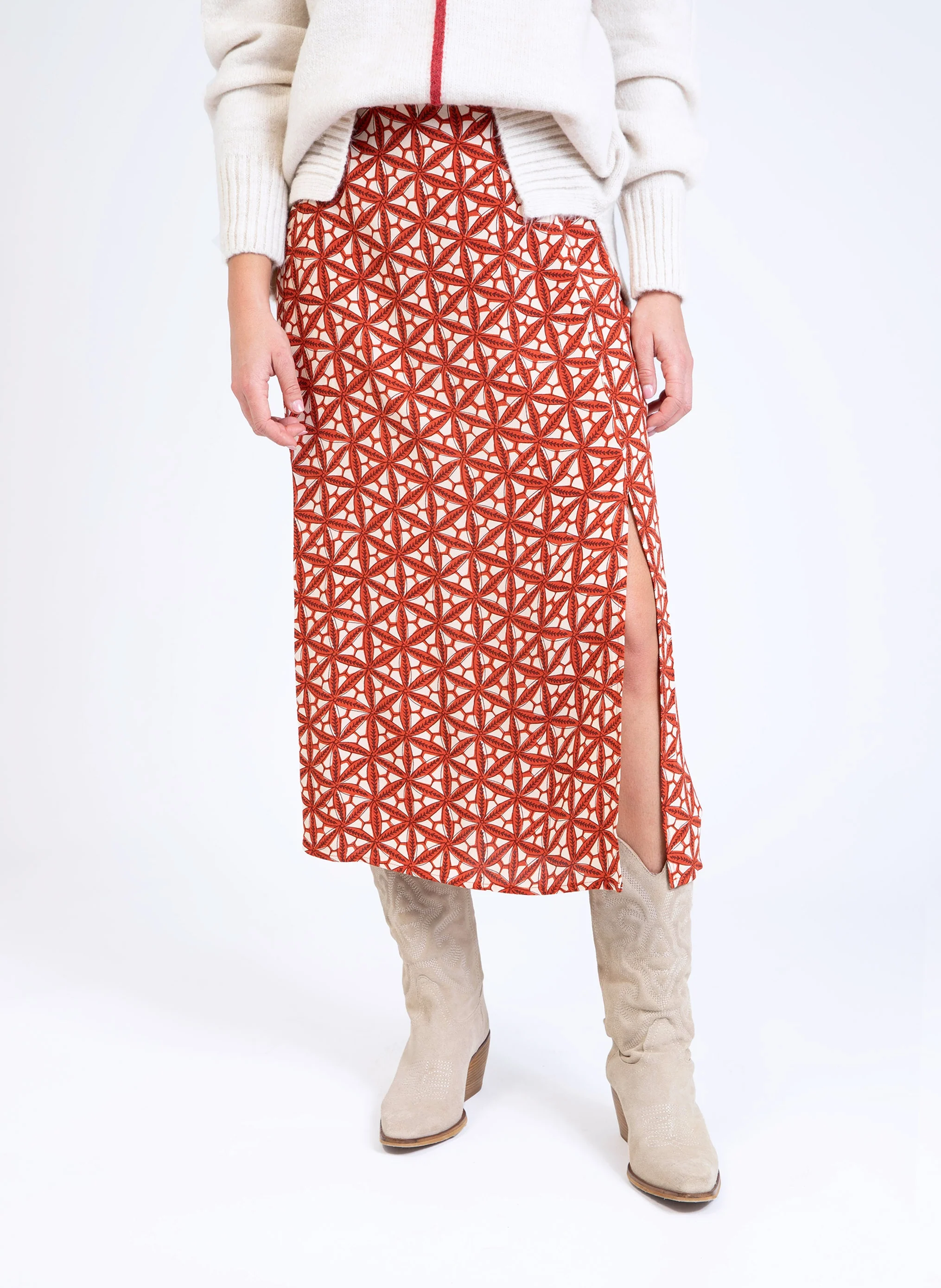 JUPE MIDI GINALOU badiane caramel - Image 2