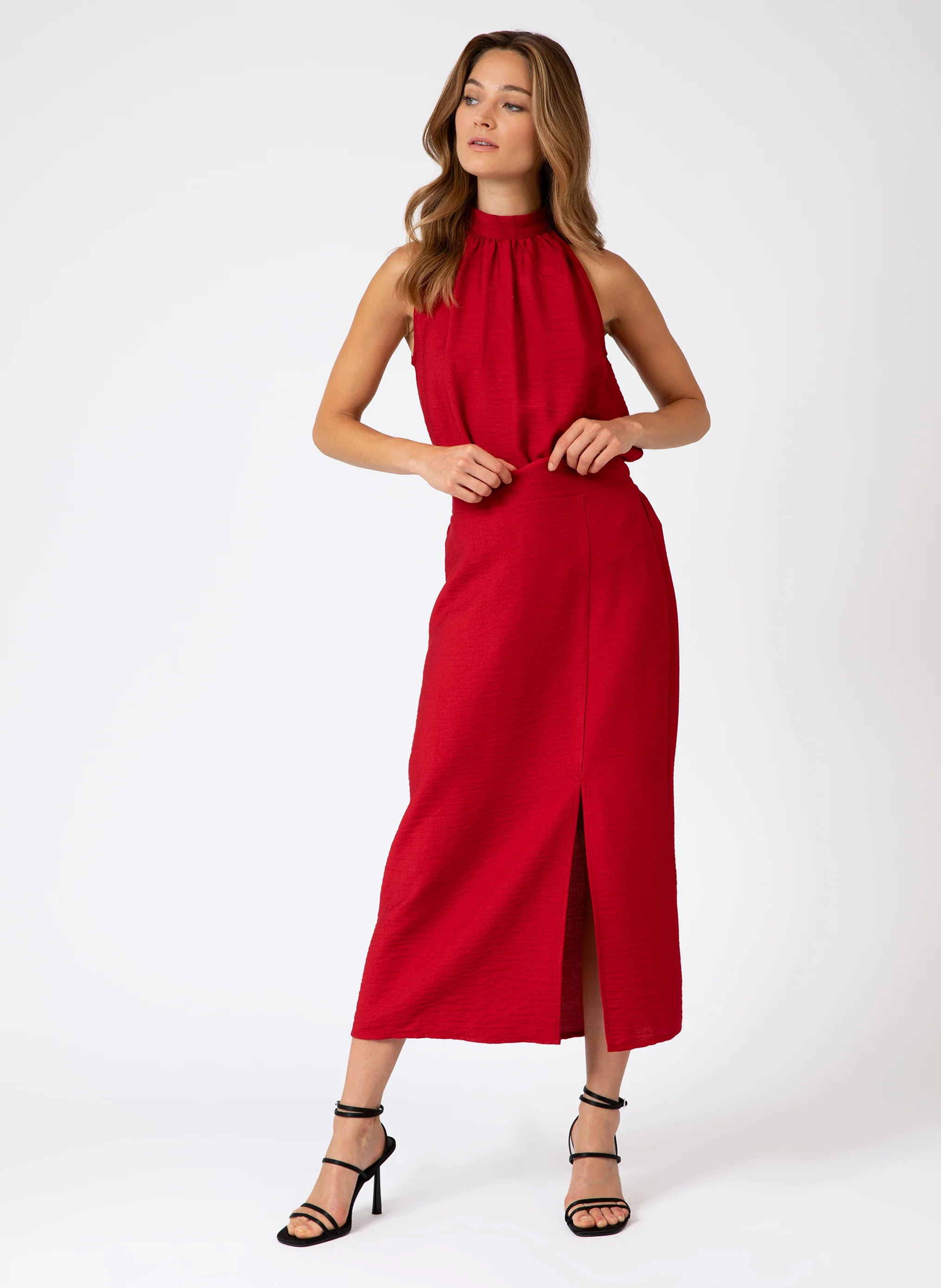 JUPE MIDI GINNIA cerise - Image 2