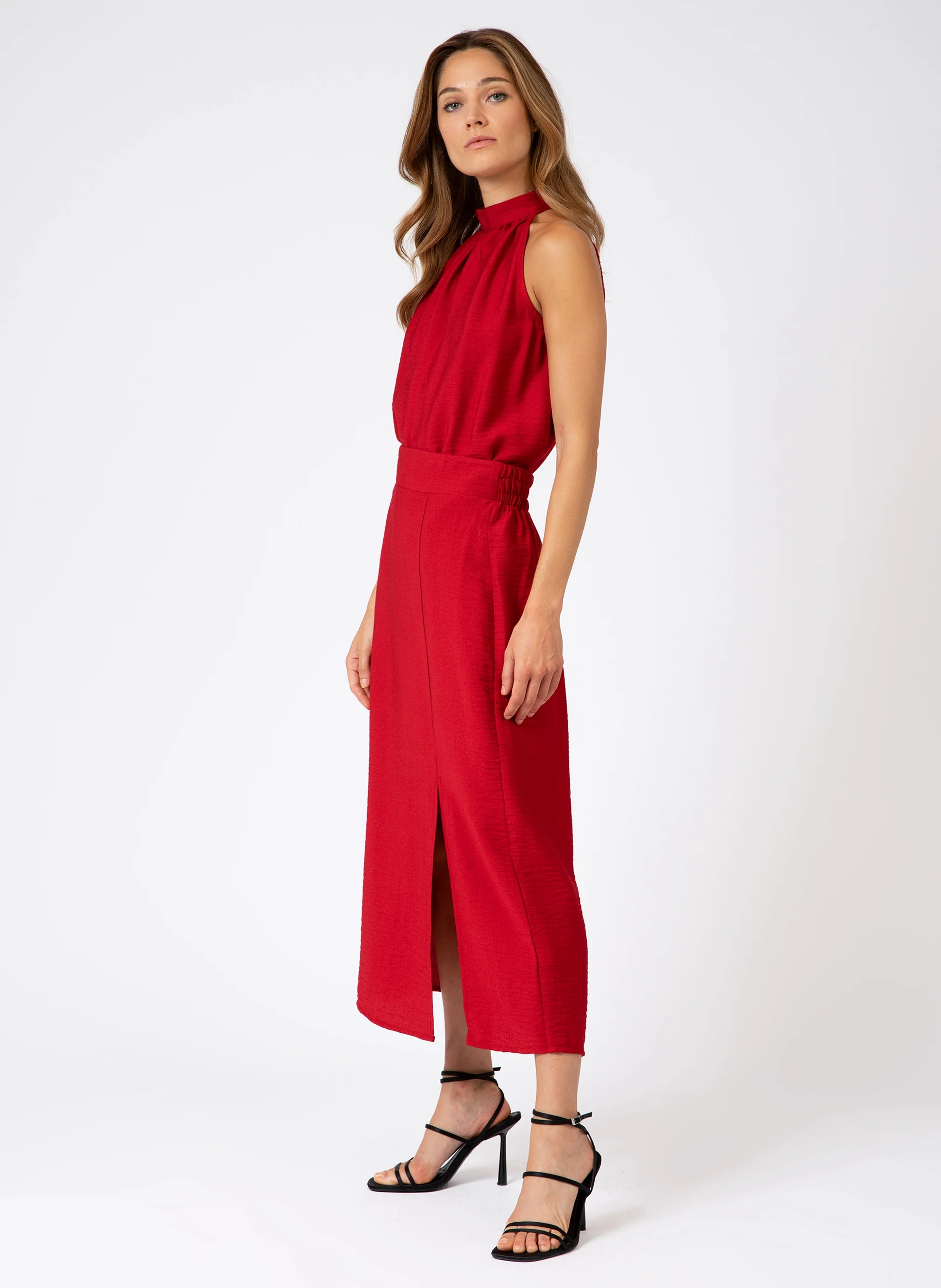 JUPE MIDI GINNIA cerise - Image 4