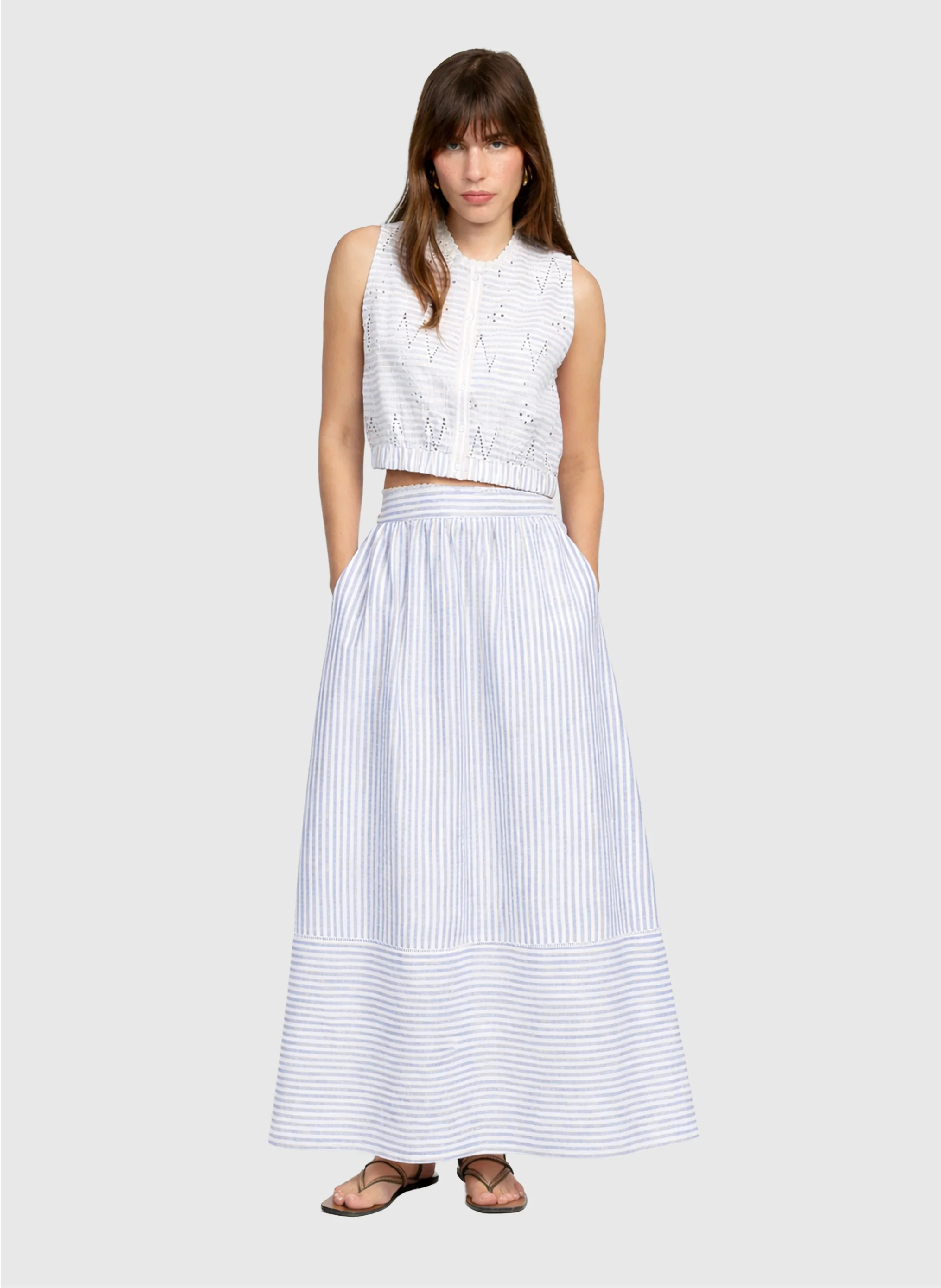 JUPE MIDI RALYTA bleu
