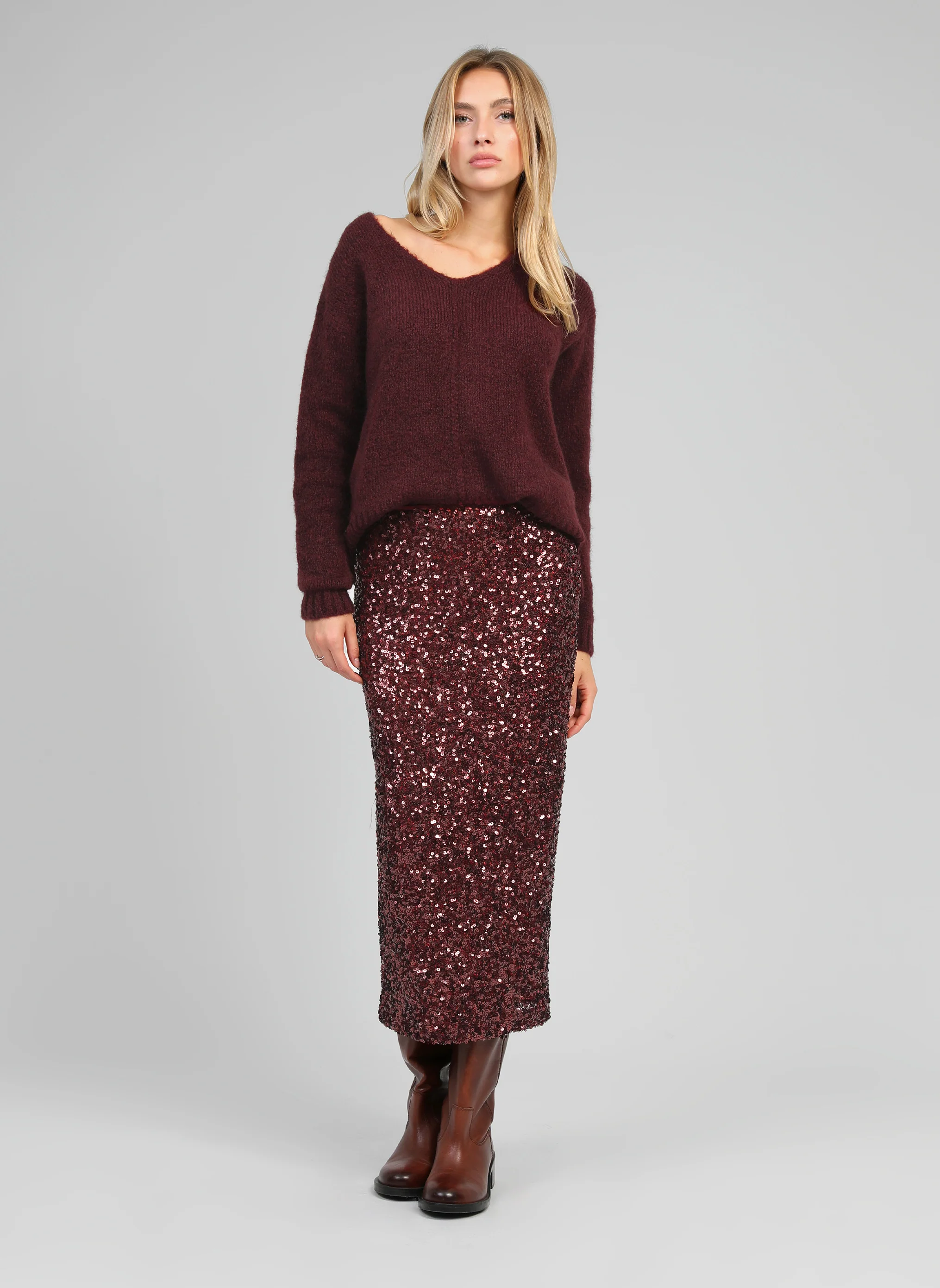 PULL LENOLI bordeaux - Image 5
