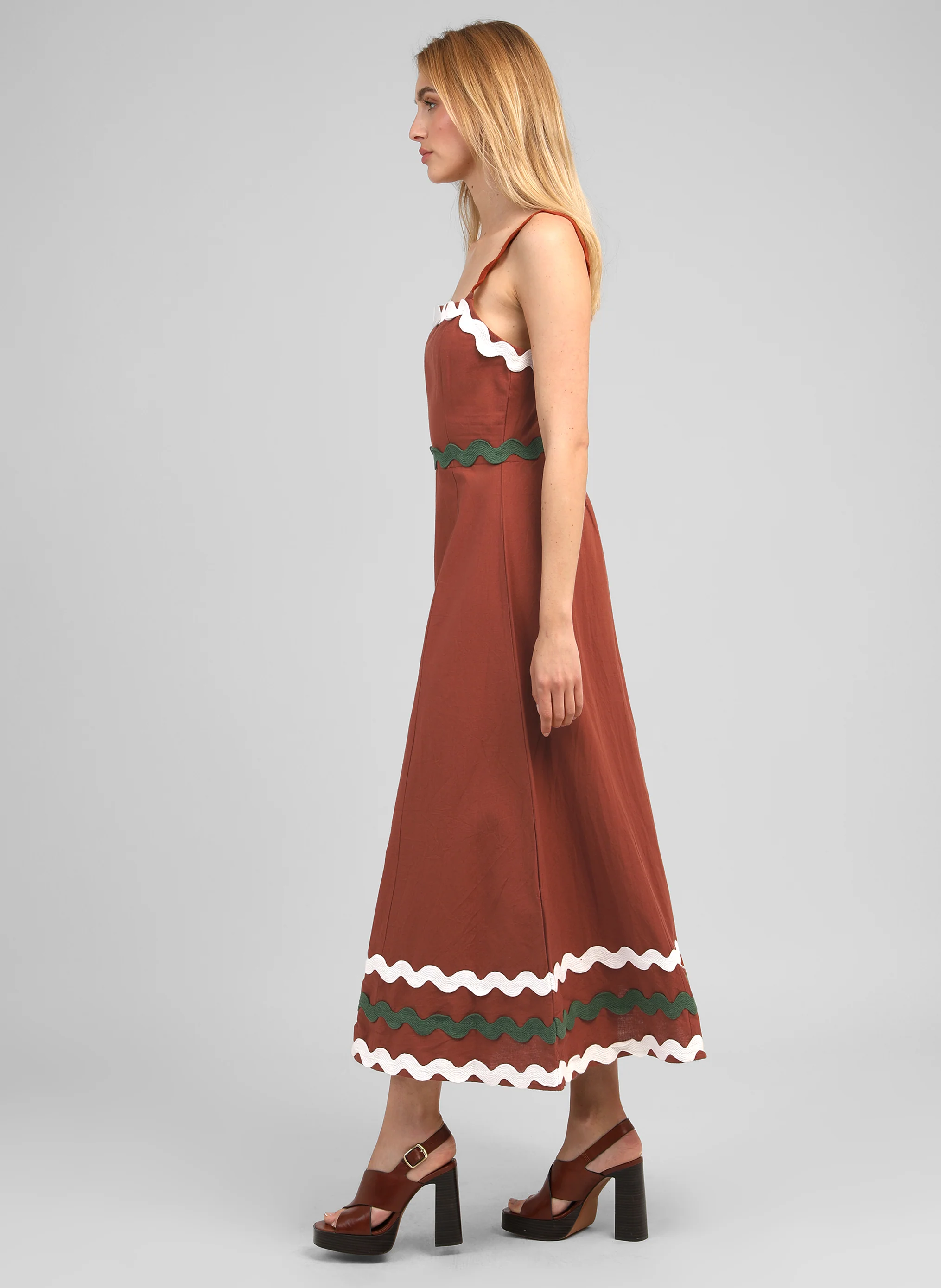 ROBE LONGUE OVALENTIN marron - Image 3
