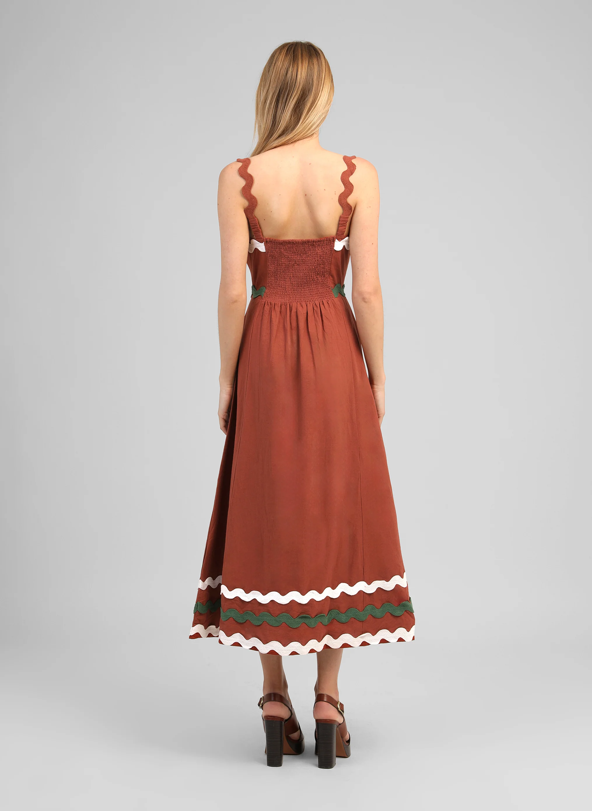 ROBE LONGUE OVALENTIN marron - Image 4