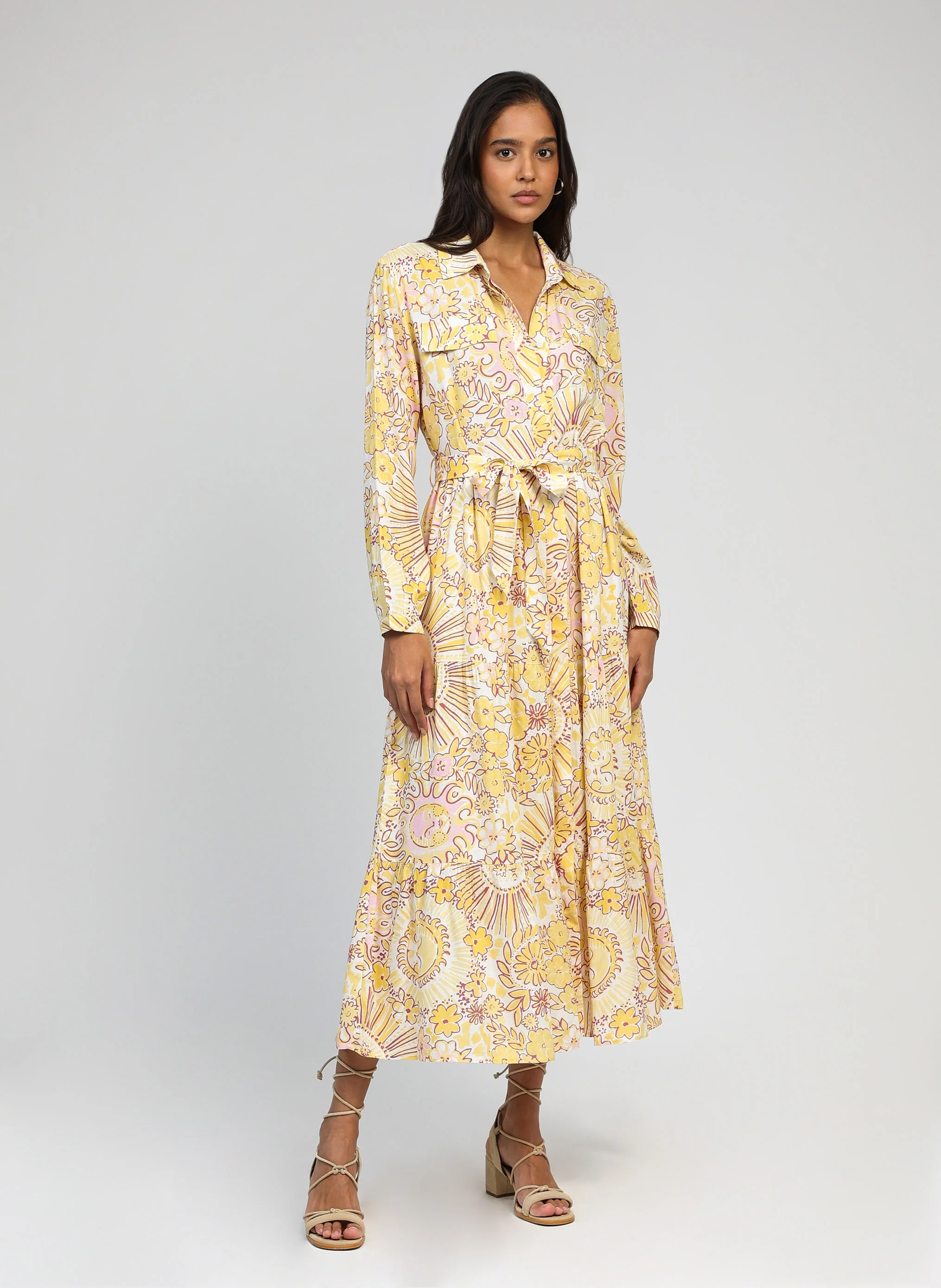 ROBE LONGUE OVINTA shiny jaune