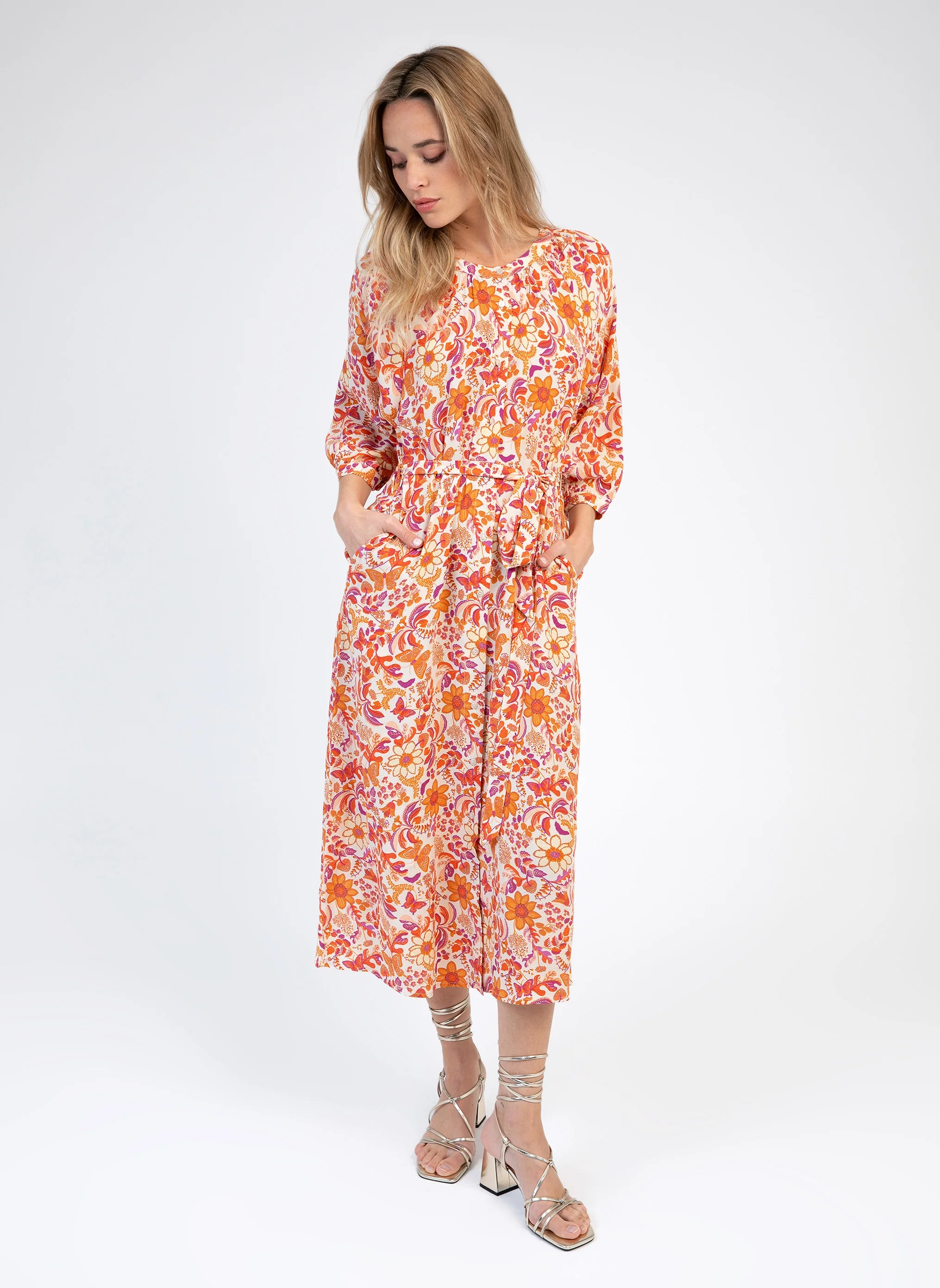 ROBE MIDI MARCELIO butterfly ecru