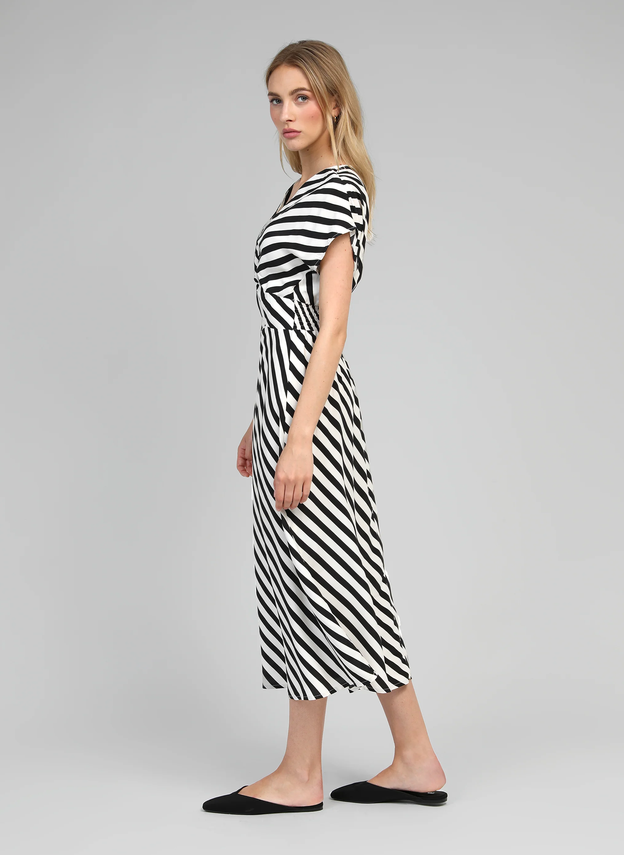 ROBE MIDI MATIA stipe noir - Image 3