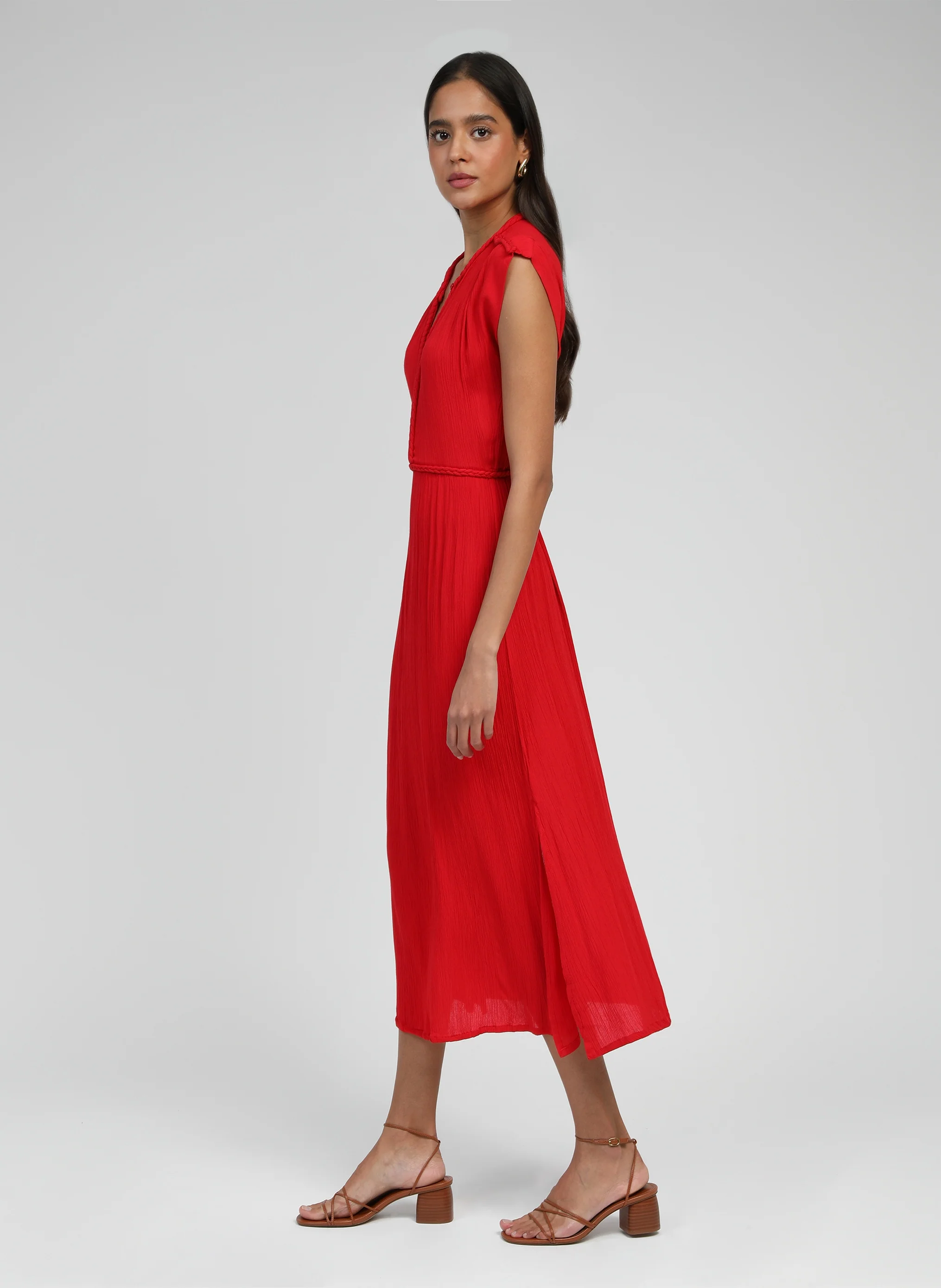 ROBE MIDI OWESTA rouge - Image 3