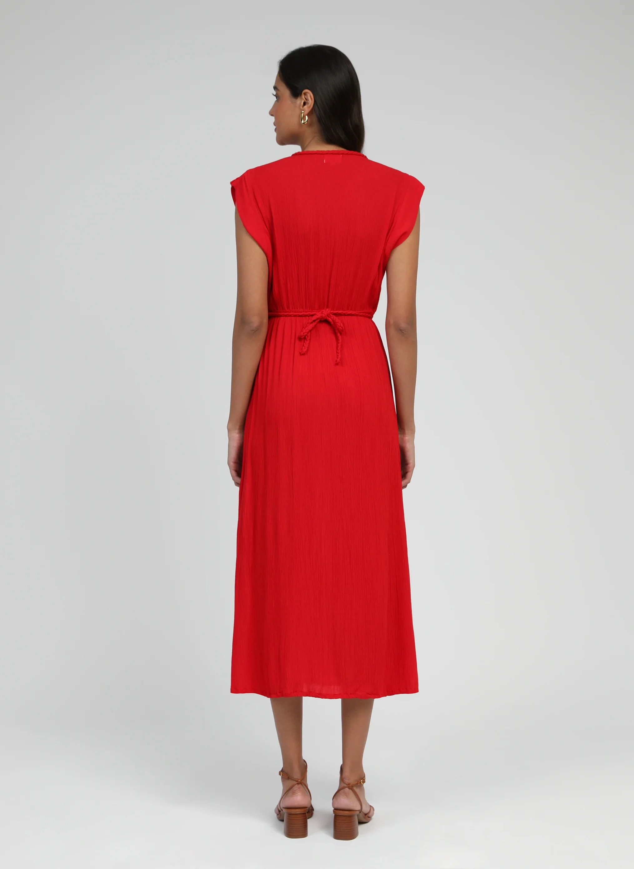 ROBE MIDI OWESTA rouge - Image 4