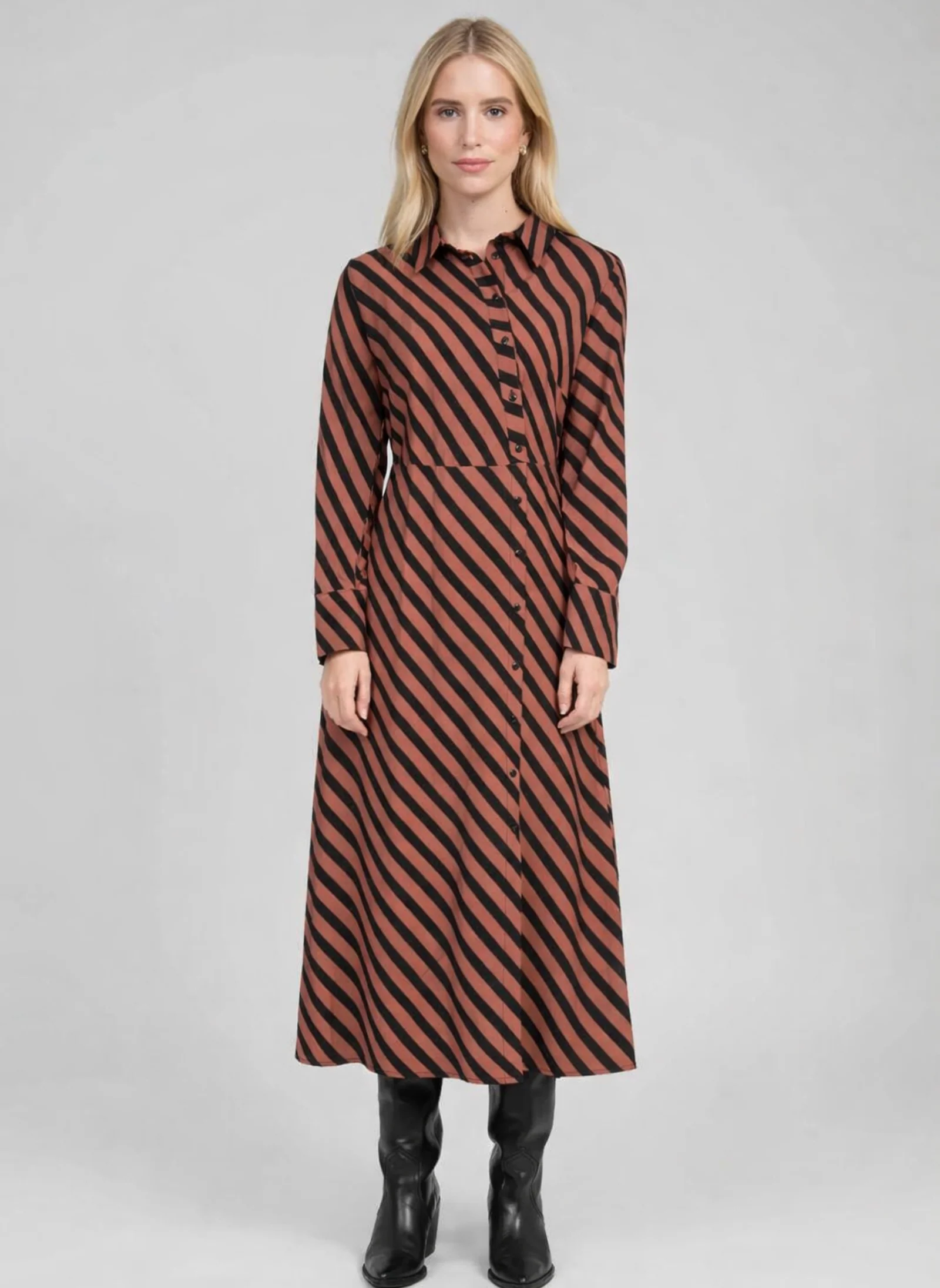 ROBE LONGUE MATARA stipe chocolat