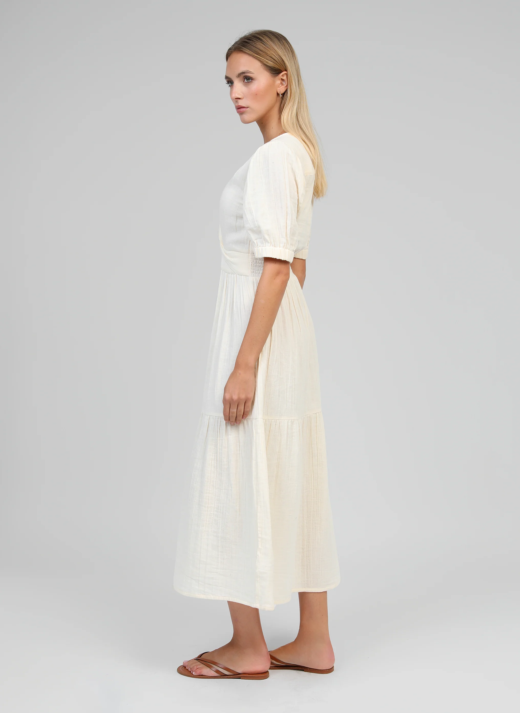 ROBE MIDI ODOUMILO ecru - Image 3
