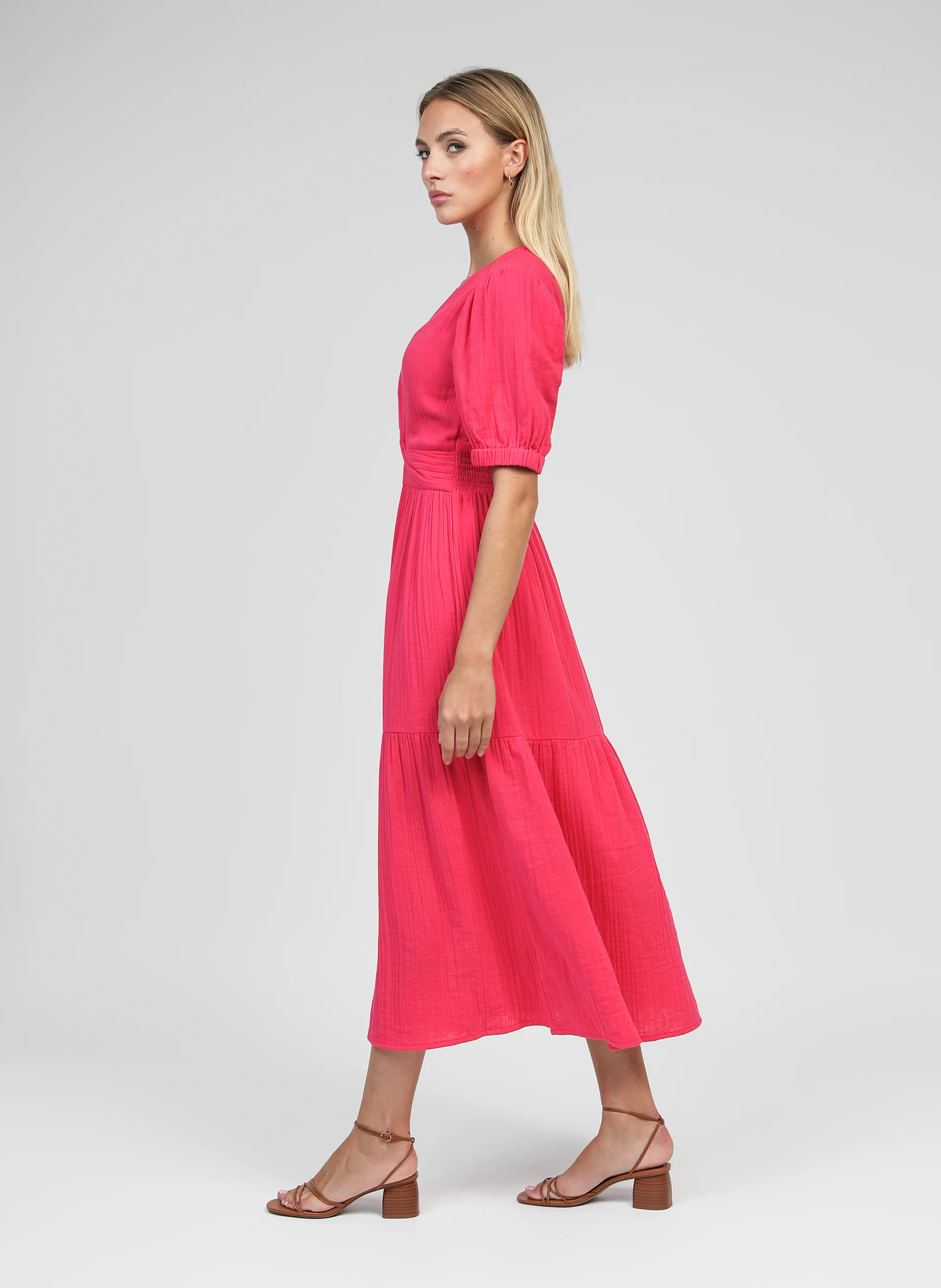 ROBE MIDI ODOUMILO framboise - Image 3
