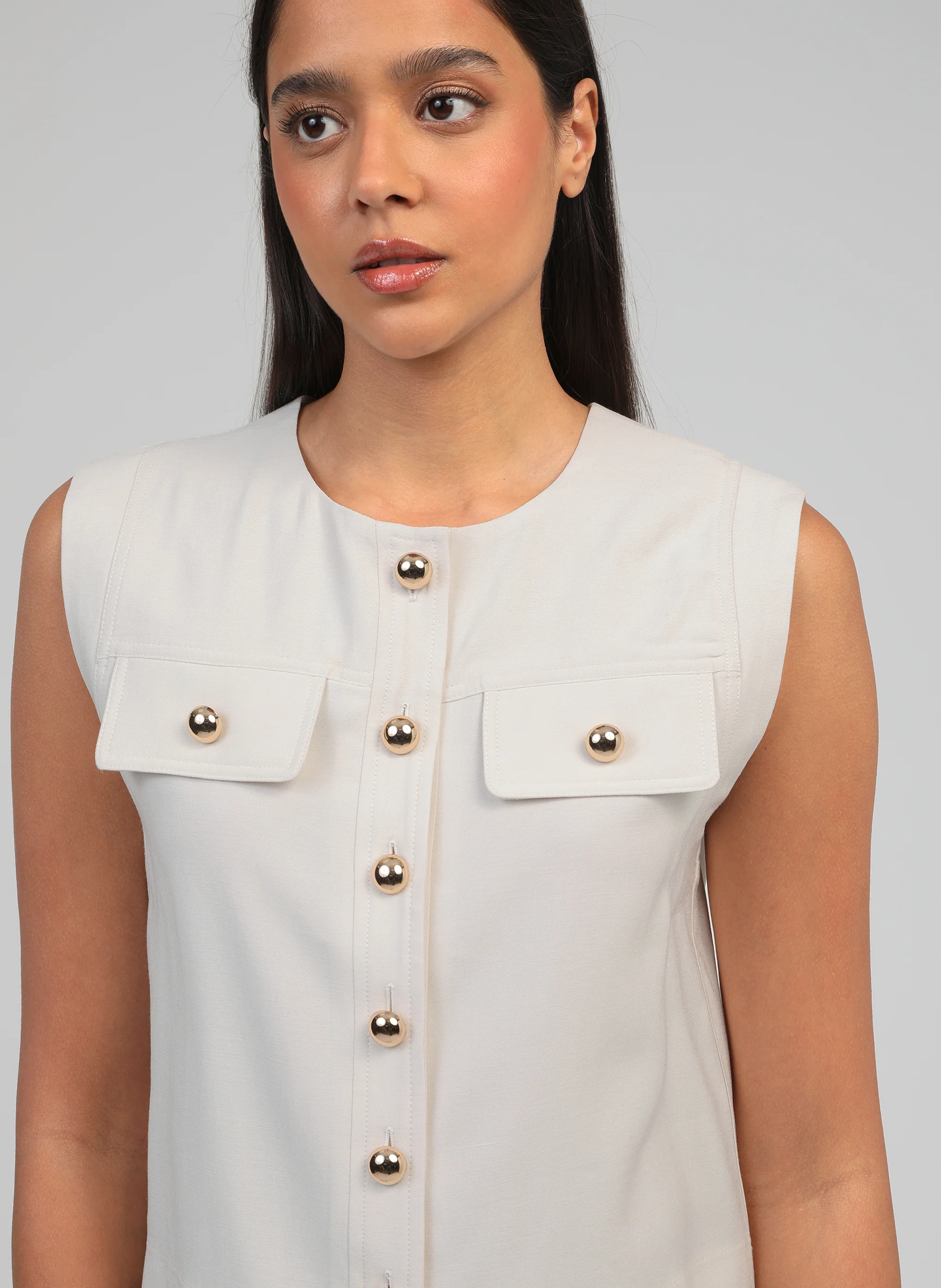 VESTE SANS MANCHES ZELIA ecru - Image 2
